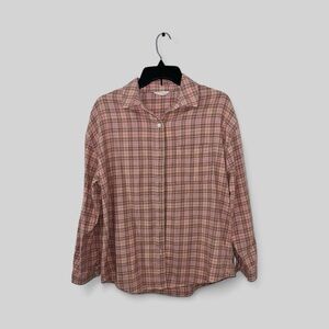 Aeropostale Pink/Brown Plaid Oversized Flannel